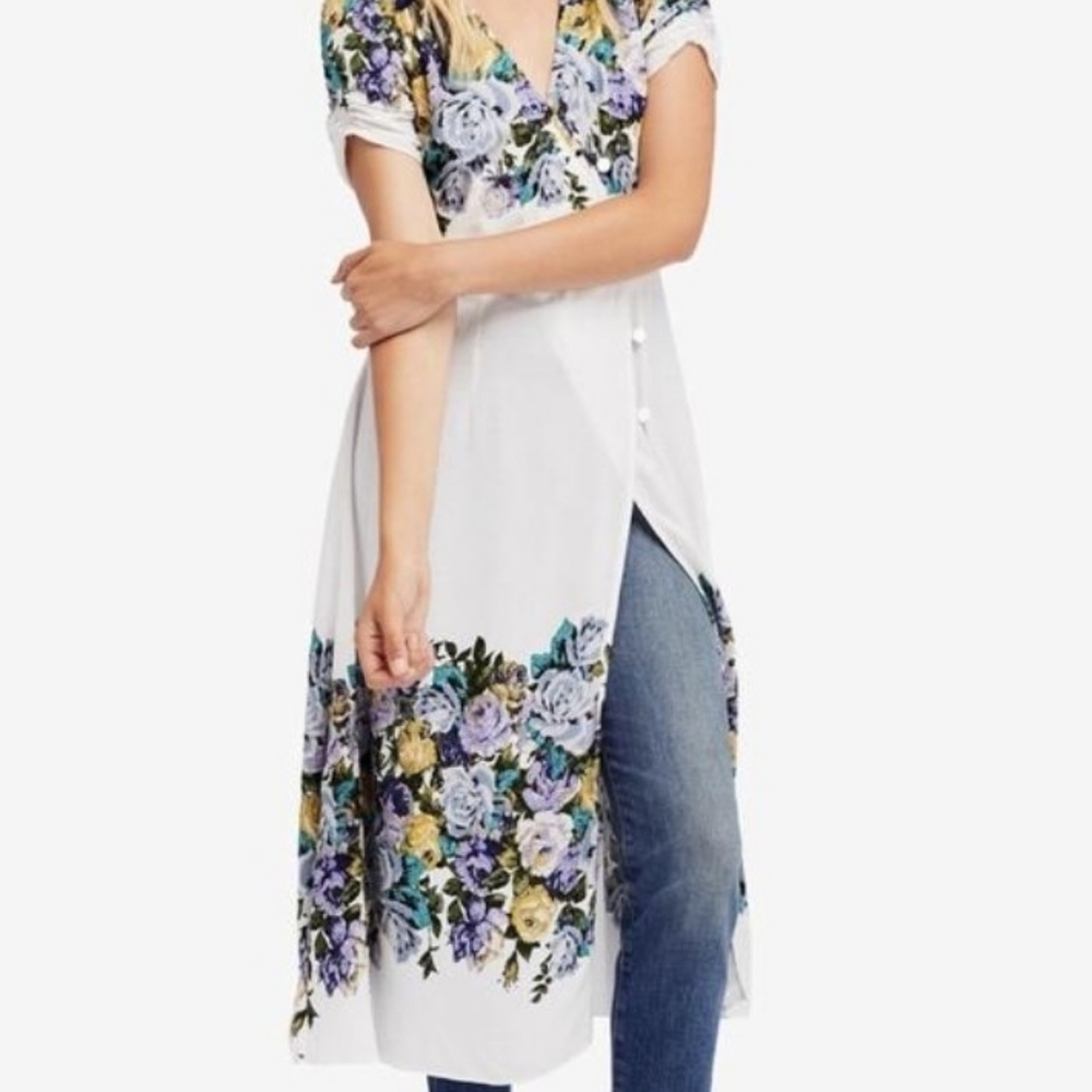 NWT Free People Ivory Floral Dress - Picture 3 of 8